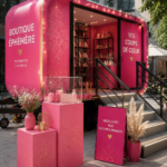 Vitrine colorée d'un pop-up store à Paris, mettant en avant des produits uniques et tendance.