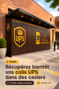 Illustration d'un locker UPS utilisé pour récupérer des colis