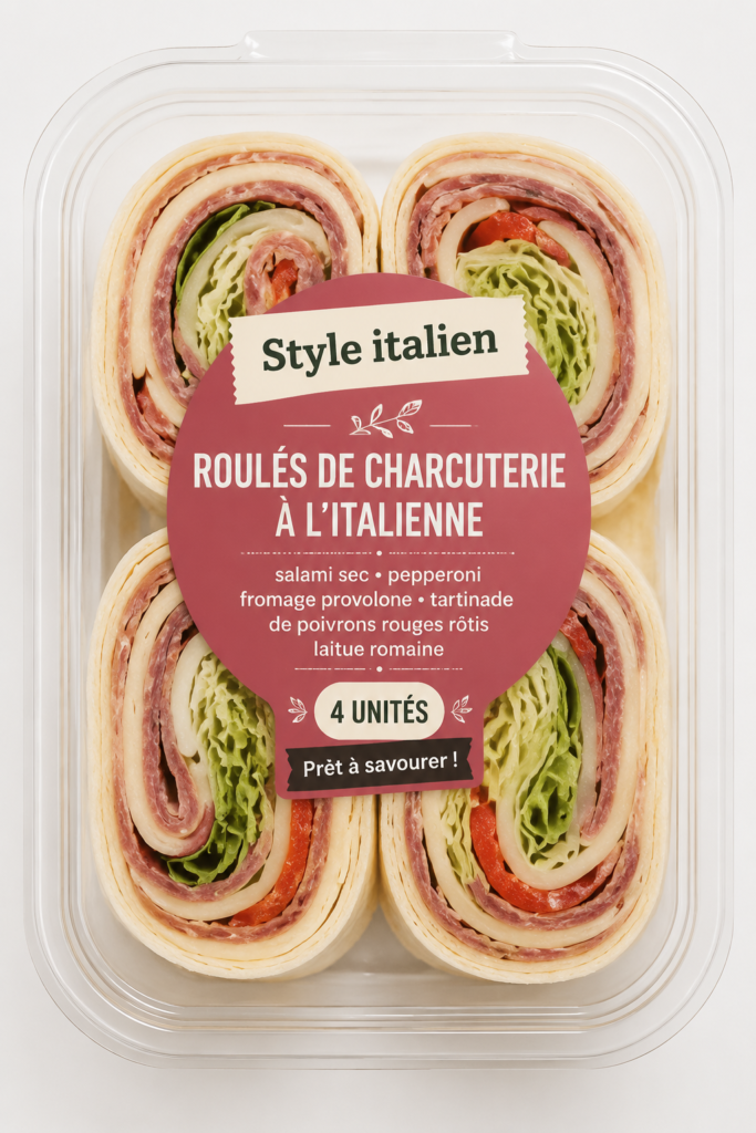Des rouleaux apéritifs italiens fait maison, prêts à déguster.