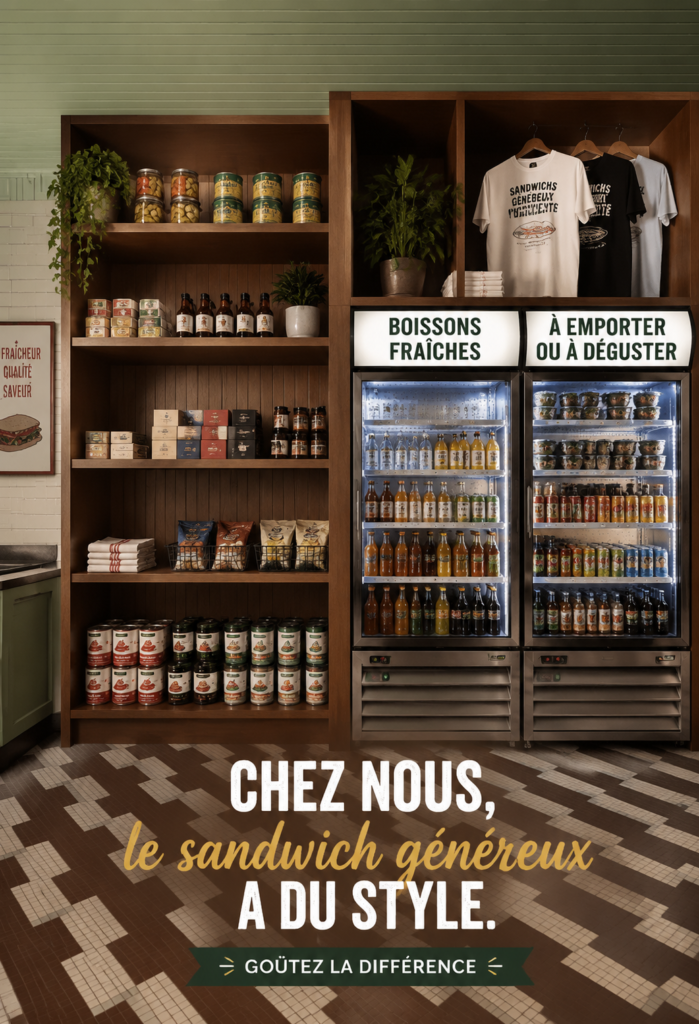 Image de sandwich gourmet de Renzo à Mile End, mettant en valeur des ingrédients frais et un design soigné.