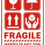 Étiquette 'Fragile' à imprimer avec un design minimaliste et clair