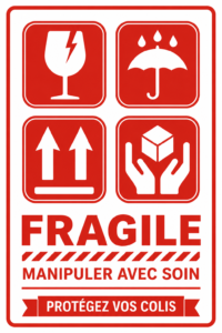 Étiquette 'Fragile' à imprimer avec un design minimaliste et clair