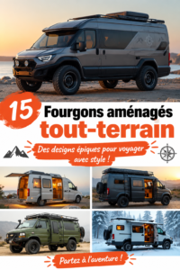 Vans de camping tout-terrain modernes en pleine nature.