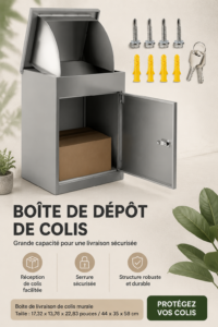 Boîte aux lettres de livraison murale grise pour assurer un rangement pratique des colis.