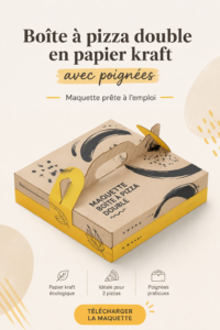 Boîte à pizza double pratique avec poignées, parfaite pour la livraison.