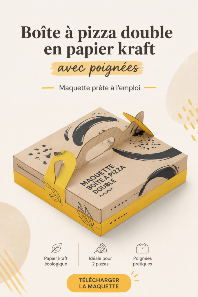 Boîte à pizza double pratique avec poignées, parfaite pour la livraison.