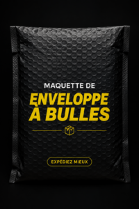 Image d'un Bubble Bag prêt pour un envoi sécurisé, illustrant la protection des colis fragiles.