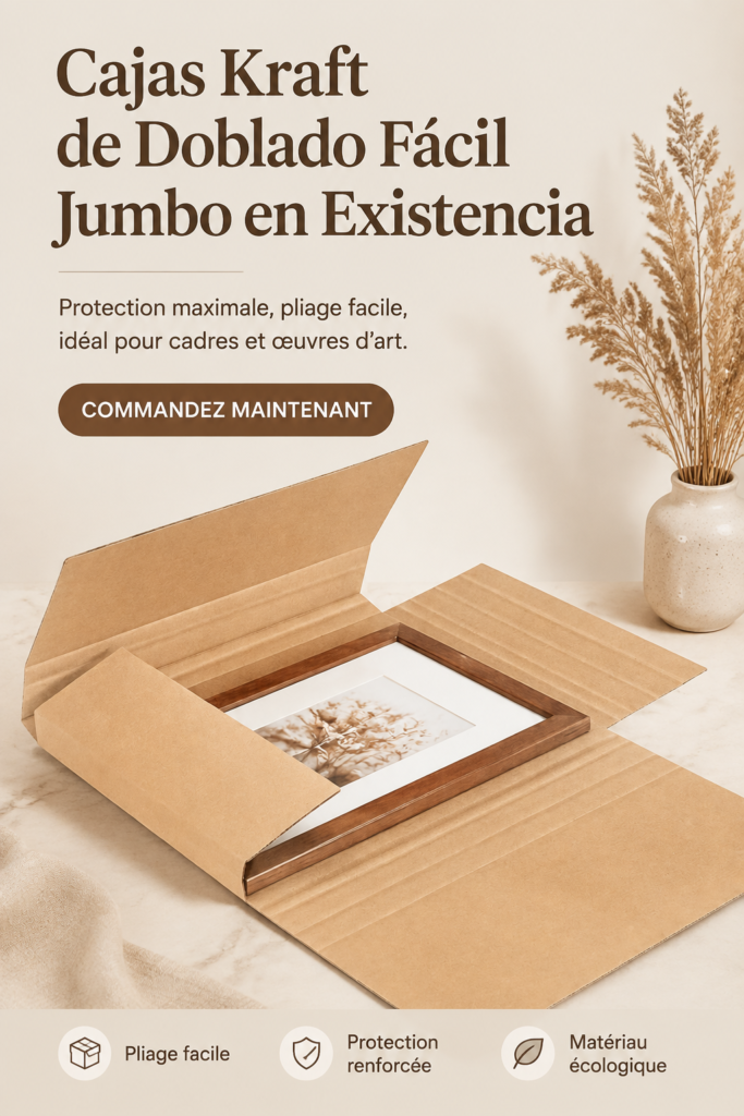 Image de caisses kraft bien organisées dans un espace de rangement pratique.