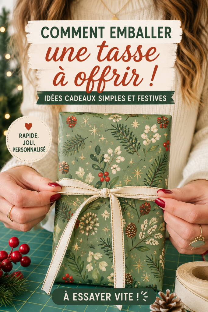 Emballage élégant d'une tasse pour offrir en cadeau