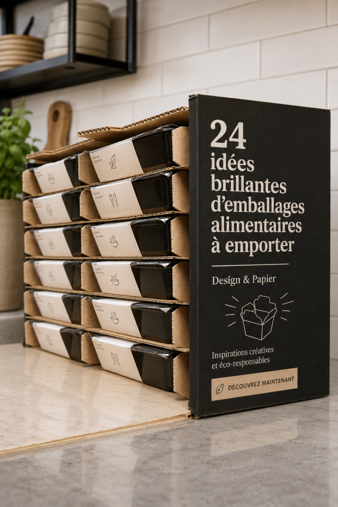 Exemples d'emballages alimentaires esthétiques pour prendre à emporter.