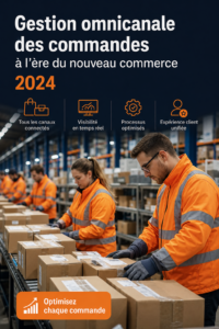 Illustration d'une gestion des commandes omnicanales efficace en 2024, avec des éléments digitaux et logistiques.