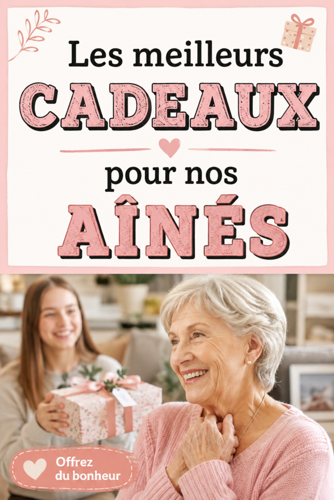 Un ensemble de cadeaux soigneusement emballés pour les seniors, mettant en avant des couleurs chaleureuses.