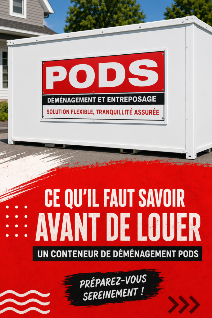 Photo d'un conteneur de déménagement prêt à être chargé, représentant une solution pratique pour les déménagements.