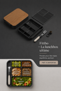 Lunchbox Fittbo ouverte avec des repas frais à l'intérieur.