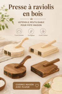 Presse à pâtes en bois sur une table de cuisine