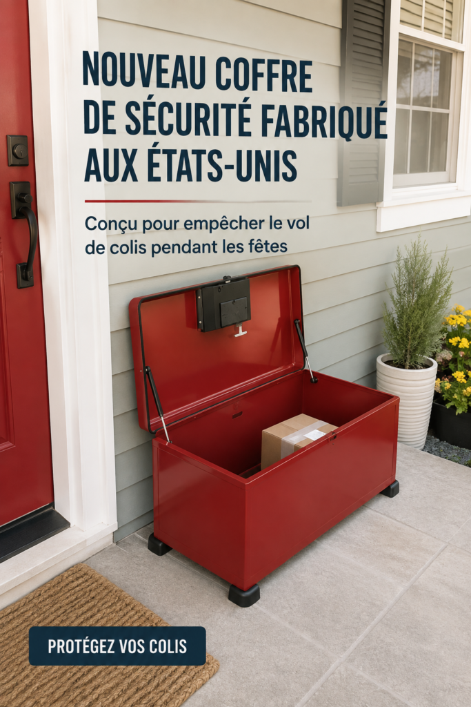 Boîte de sécurité pour colis, pratique et adaptée aux périodes de fêtes.