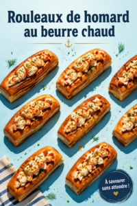 Rolls de homard beurrés présentés sur une assiette avec garniture
