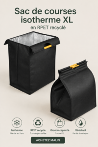 Sac de courses XL pratique et écologique en RPET sur fond neutre