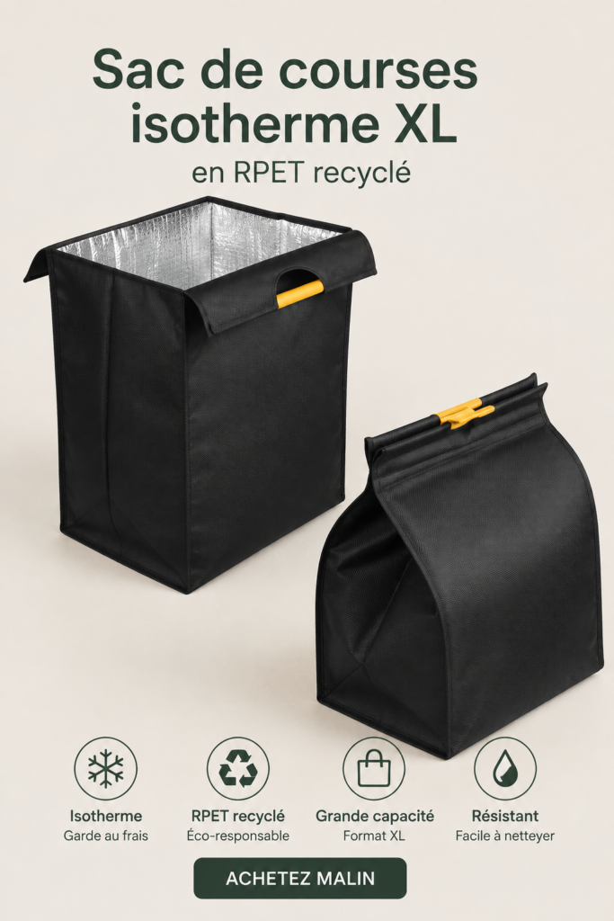 Sac de courses XL pratique et écologique en RPET sur fond neutre