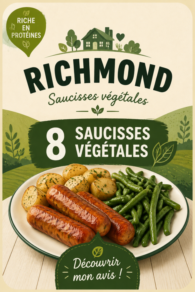 Pack de saucisses véganes de Richmond sur une table de cuisine