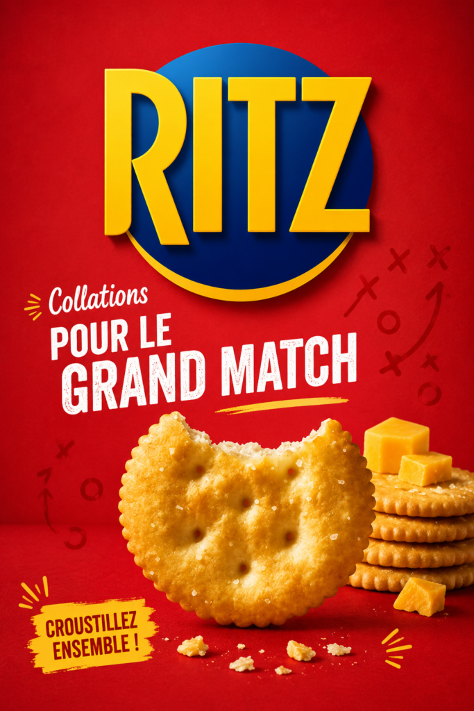 Une présentation de snacks RITZ appétissants pour une soirée de match.