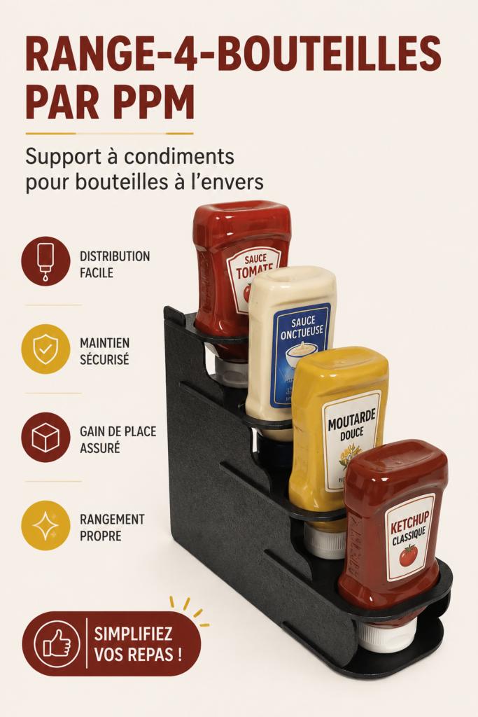 Support à bouteilles pour condiments de cuisine.
