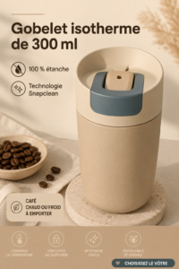 Tasse Kambukka isotherme sur une table en bois, idéale pour le café