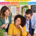 Réunion d'équipe chaleureuse et collaborative