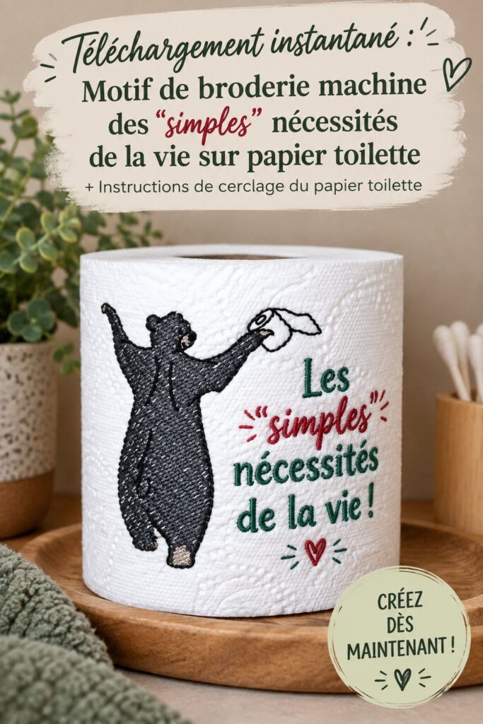 Image d'un design de broderie coloré sur papier toilette, mettant en valeur la créativité et l'artisanat.
