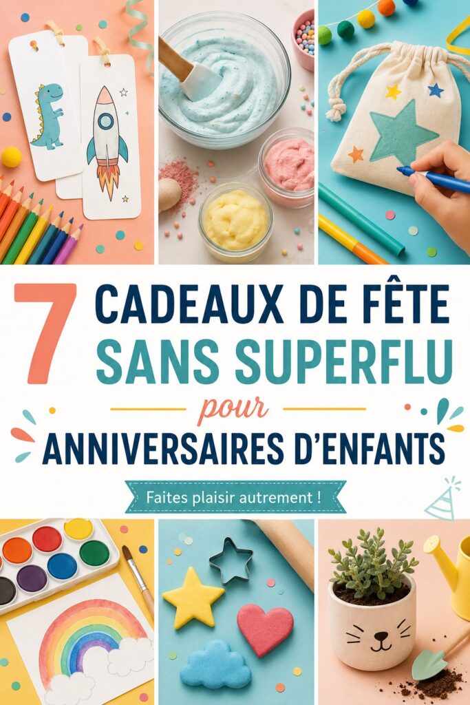 Des enfants heureux avec des cadeaux d'anniversaire pratiques et écologiques.