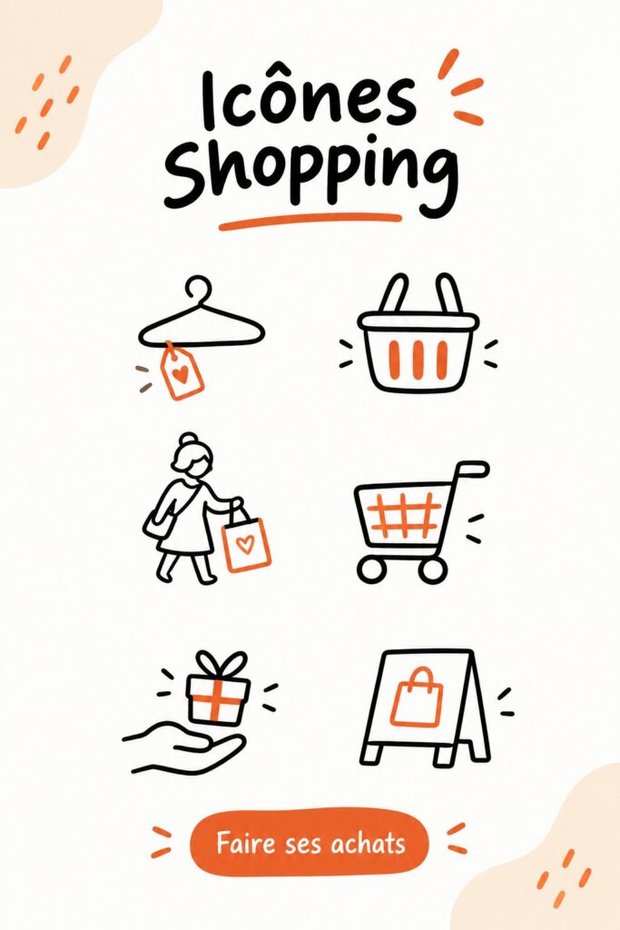 Icônes de shopping modernes et colorées pour une meilleure expérience de livraison.