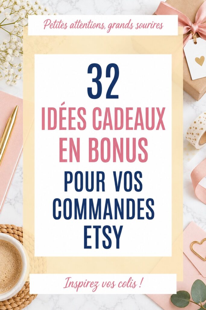 Une boîte d'envoi Etsy avec des petits cadeaux à l'intérieur