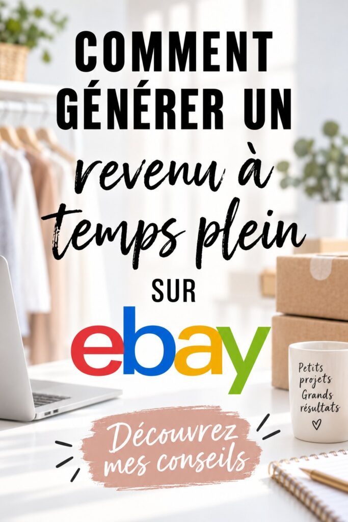 Femme examinant des articles à vendre sur eBay, avec des fournitures de vente autour d'elle.