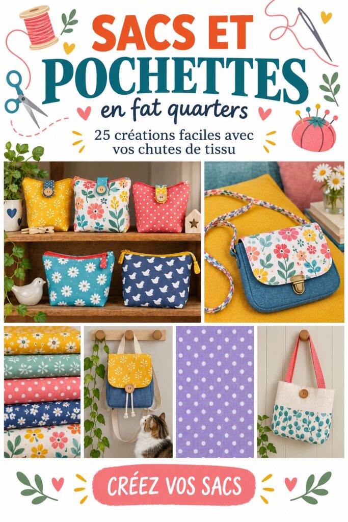 Une création de sac en fat quarter coloré, pratique pour le rangement.